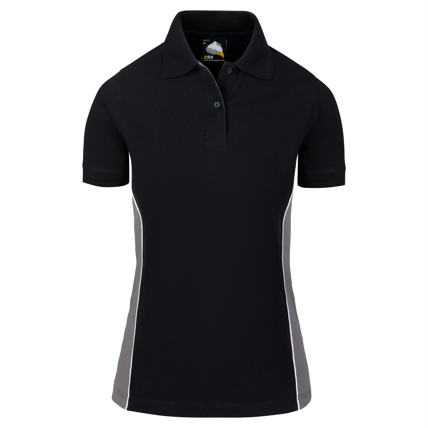 Orn Ladies Silverswift Poloshirt - Black - Graphite - 1186 - Black - Graphite - Customisable T-Shirts & Poloshirts