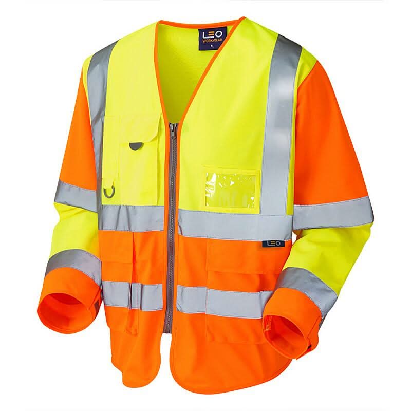 Leo Wrafton ISO 20471 Class 3 Sleeved Superior Waistcoat S12 - Yellow Orange - Customisable Hi-Vis Vest