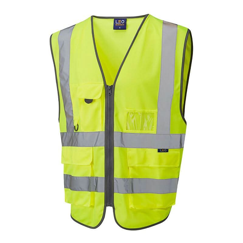 Leo Barnstaple ISO 20471 Class 2 Superior Railway Waistcoat W22 - Yellow - Customisable Hi-Vis Vest