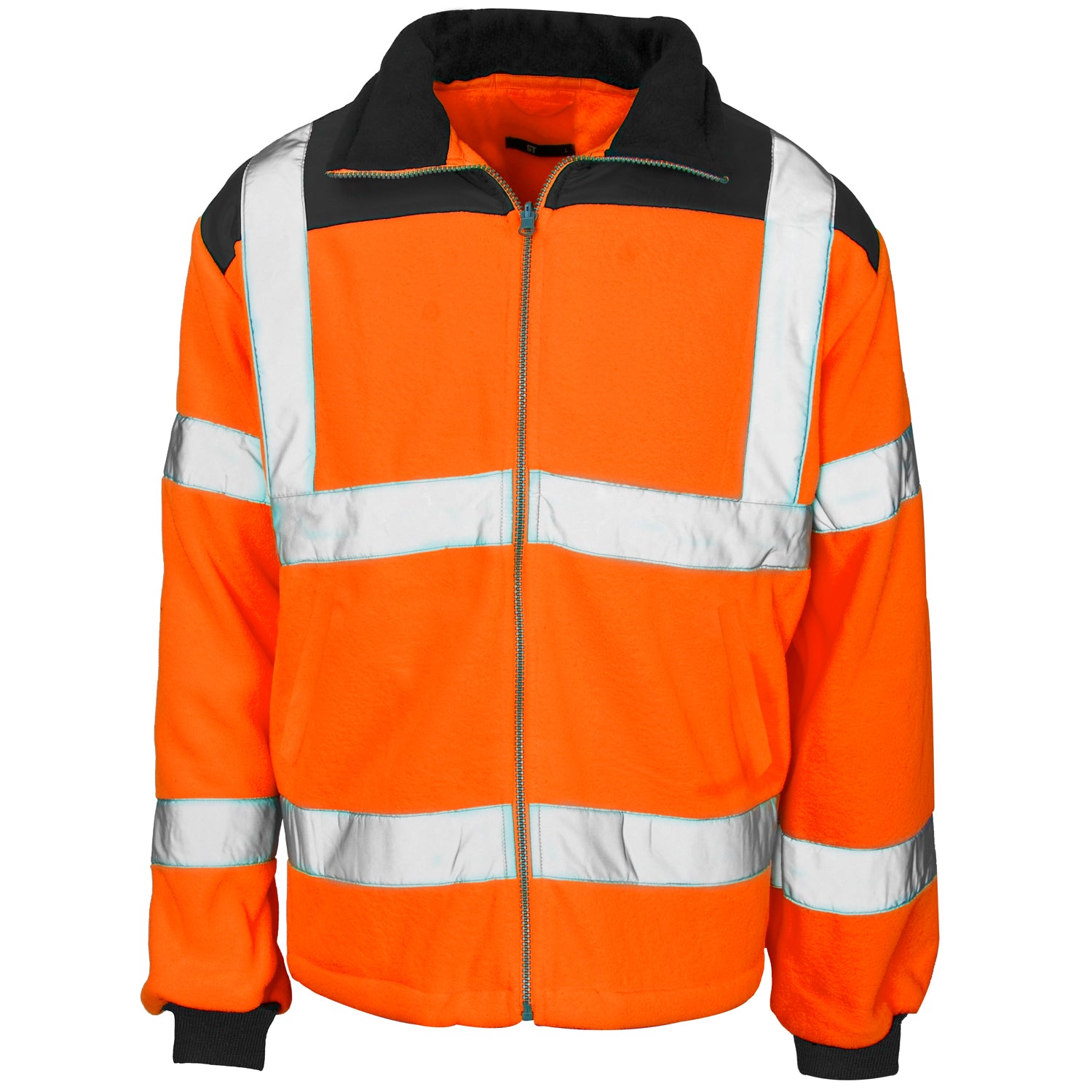 Hi Vis Fleece Jacket - Rain Patch - H46 - Orange Navy - Customisable