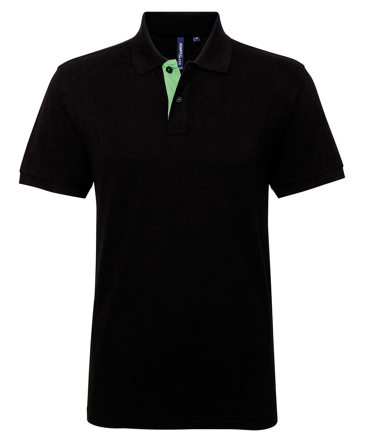 Asquith & Fox Mens classic fit contrast polo AQ012 - Black Lime - Customisable Polos