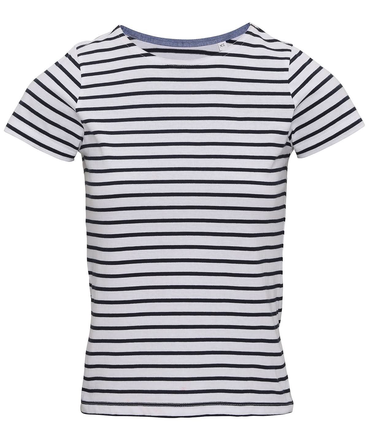 Asquith & Fox Womens Marinire coastal short sleeve tee AQ073 - White Navy - Customisable T-Shirt