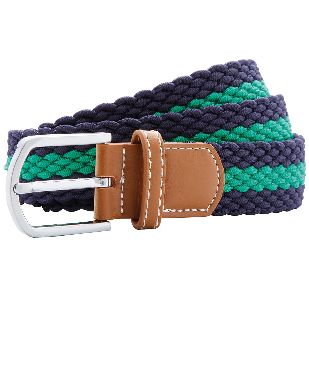 Asquith & Fox Two colour stripe braid stretch belt AQ901 - Navy Kelly One size - Customisable Belts