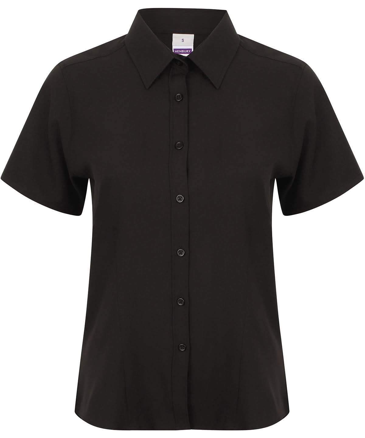 Henbury WomenS Wicking Antibacterial Short Sleeve Shirt HB596 - Black - Customisable Shirts