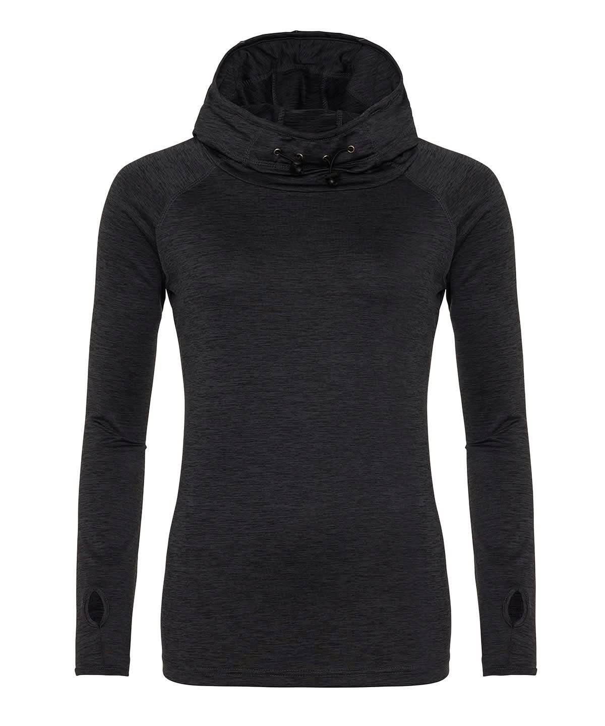 AWDis Just Cool Womens cool cowl neck top JC038 - Black Slate Melange - Customisable Sports Overtops