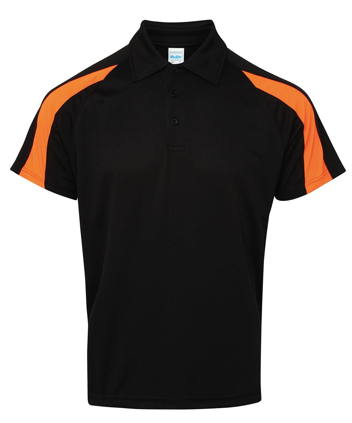 Awdis Just Cool Contrast Polo JC043 - Jet Black Electric Orange - Customisable Polos