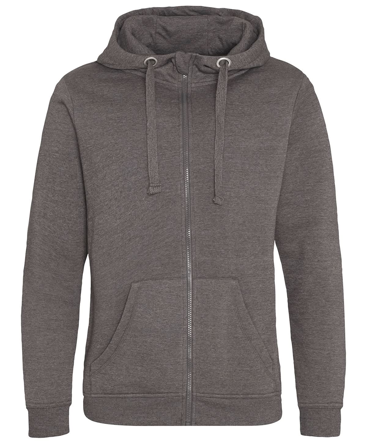 AWDis Just Hoods Heavyweight zoodie JH150 - Charcoal - Customisable Hoodies