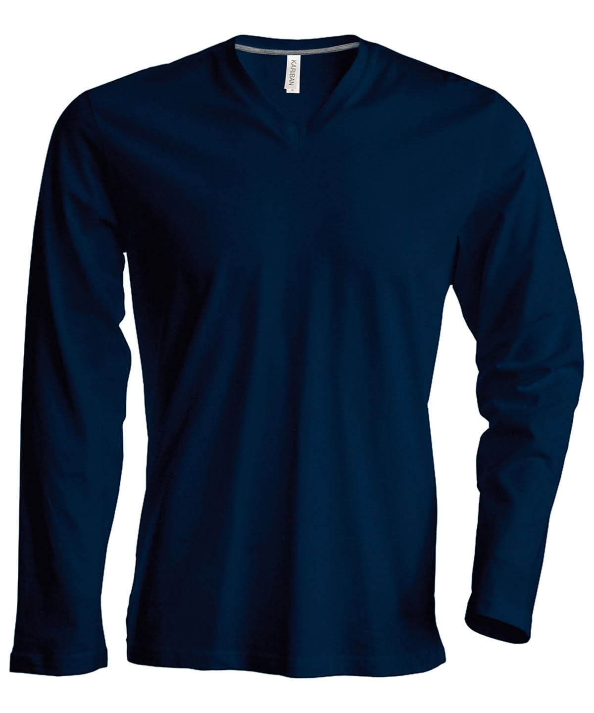 Kariban Mens long sleeved V neck T shirt KB358 - Navy - Customisable T-Shirt