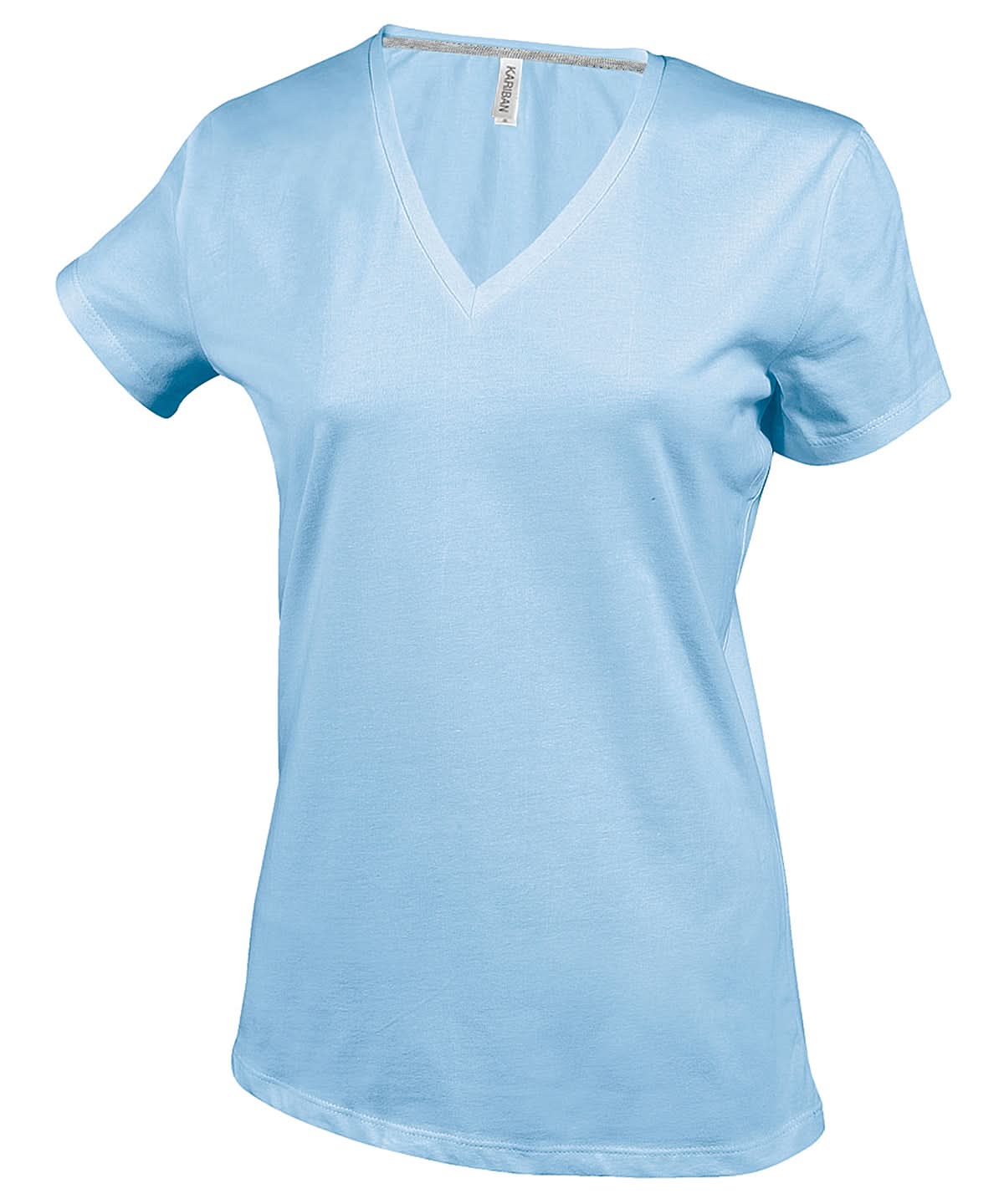 Kariban Ladies short sleeved V neck T shirt KB381 - Sky Blue - Customisable T-Shirt