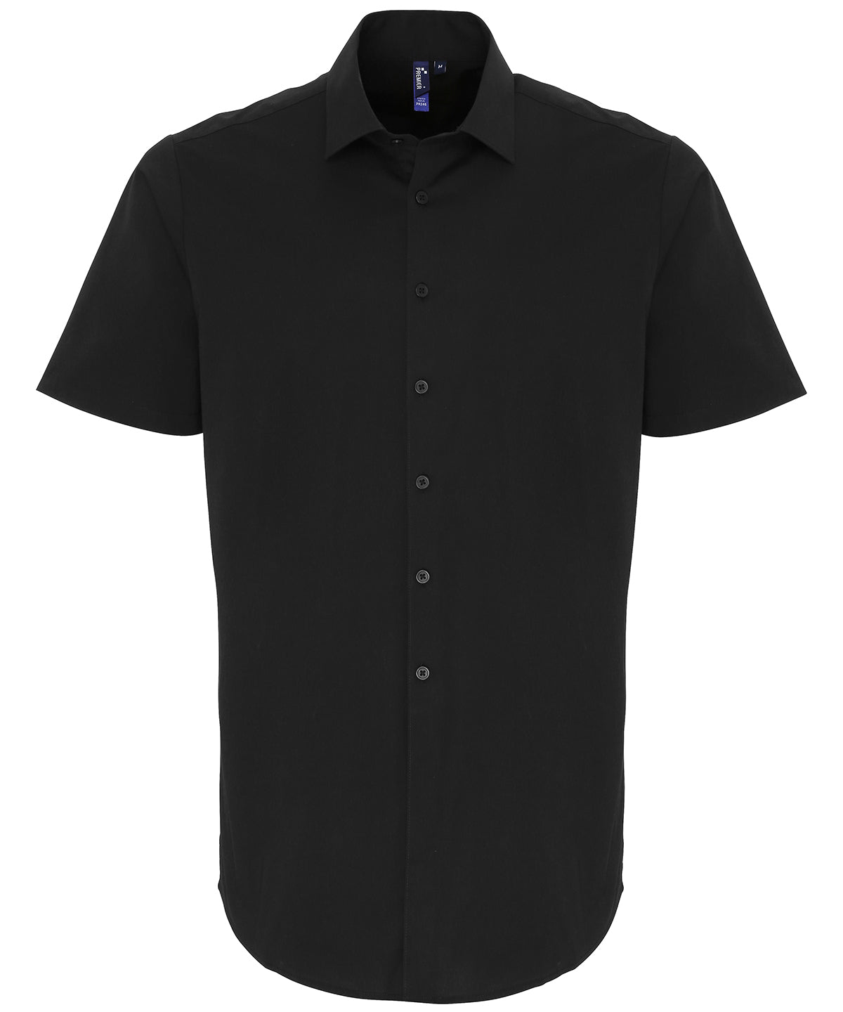 Stretch fit cotton poplin short sleeve shirt - PR246 - Black - Customisable Shirts