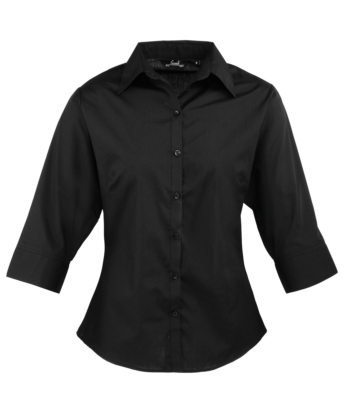 Women's ¾ sleeve poplin blouse - PR305 - Black - Customisable Blouses
