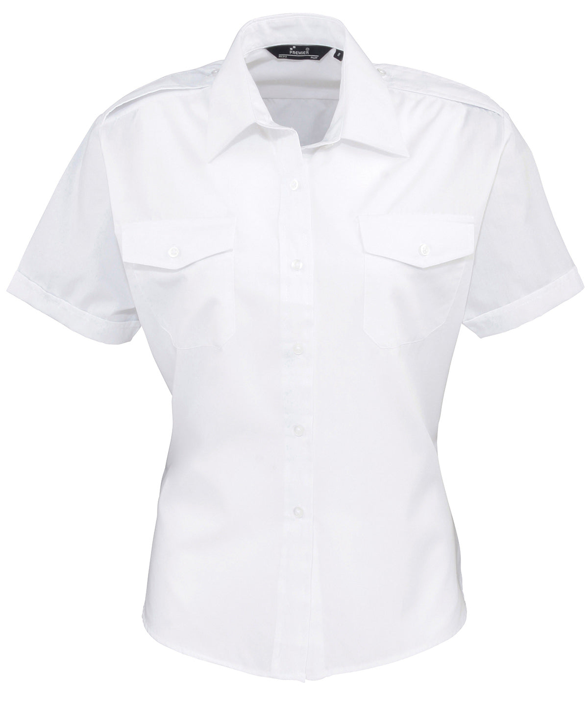 Women's short sleeve pilot blouse - PR312 - White - Customisable Blouses