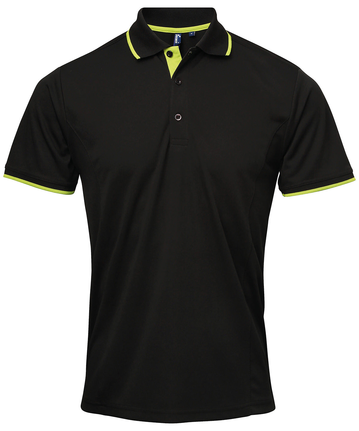 Contrast Coolchecker® polo - PR618 - Black Lime - Customisable Polos