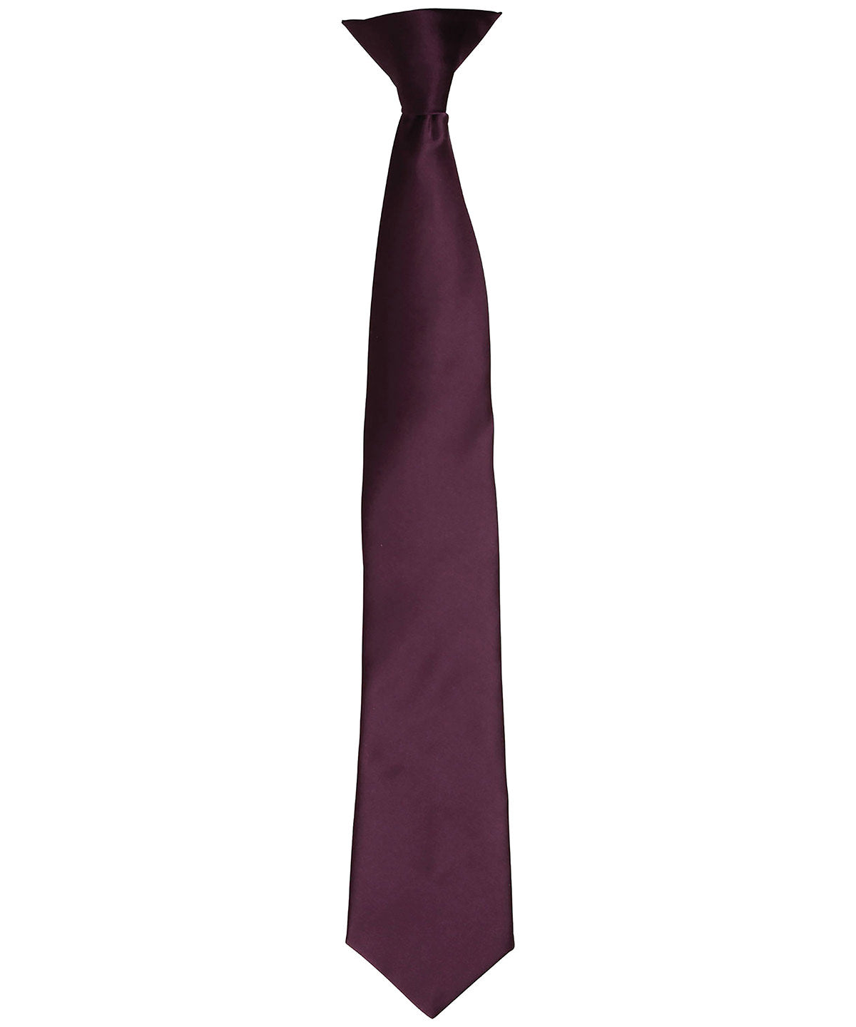 'Colours' satin clip tie - PR755 - Aubergine One size - Customisable Ties