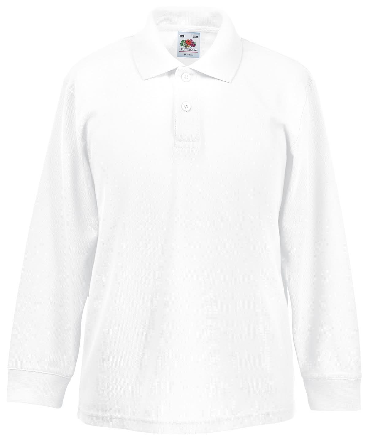 Kids Long Sleeve 6535 Polo SS320 - White - Customisable Polos