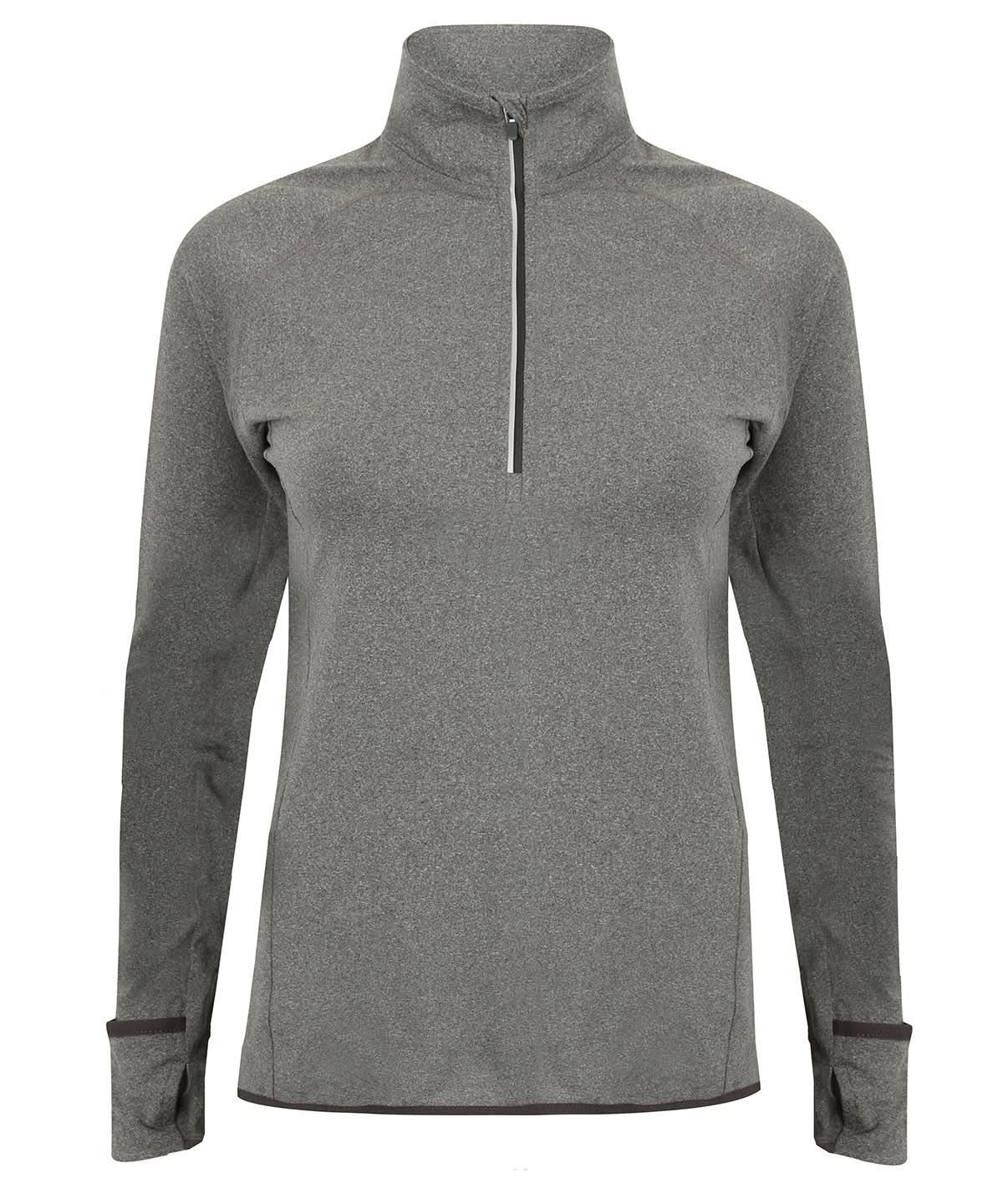 Tombo WomenS Long Sleeved Zip Top TL563 - Grey Marl - Customisable Sports Overtops
