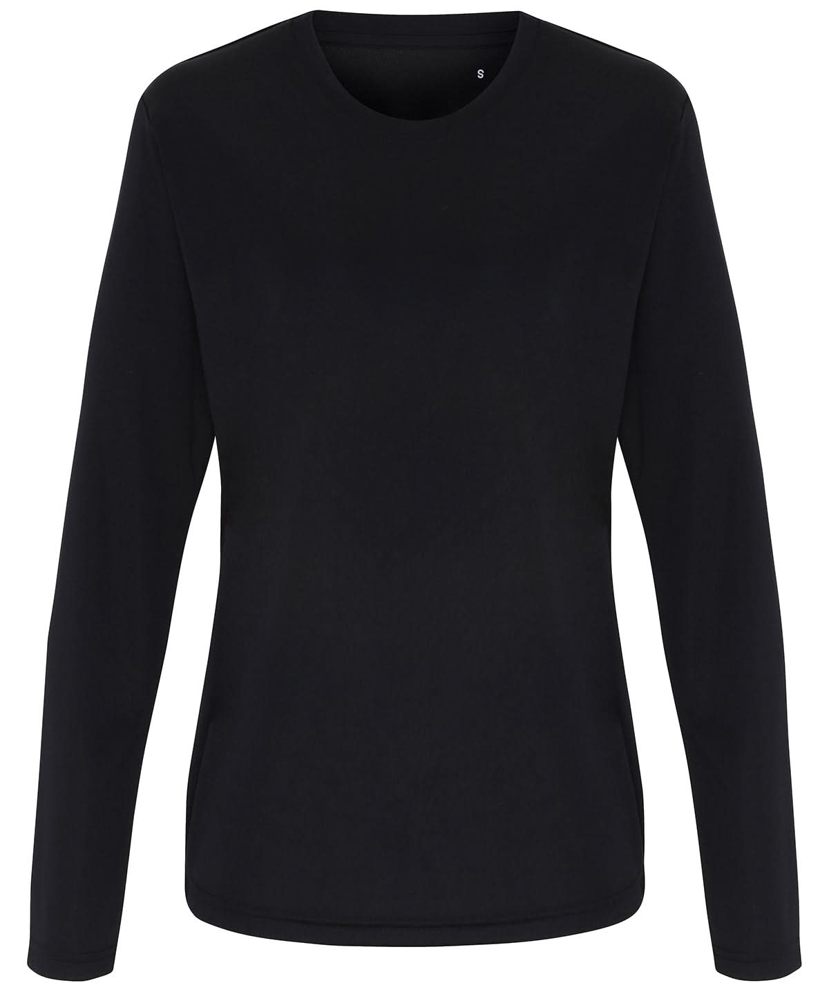 TriDri Tridri WomenS Long Sleeve Performance T Shirt TR060 - Black - Customisable T-Shirt