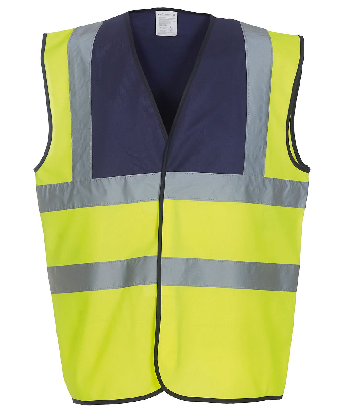Yoko Hi vis 2 band and braces waistcoat HVW100 Navy Yoke Yellow YK001 - Navy Yokeyellow - Customisable Hi-Vis Vest