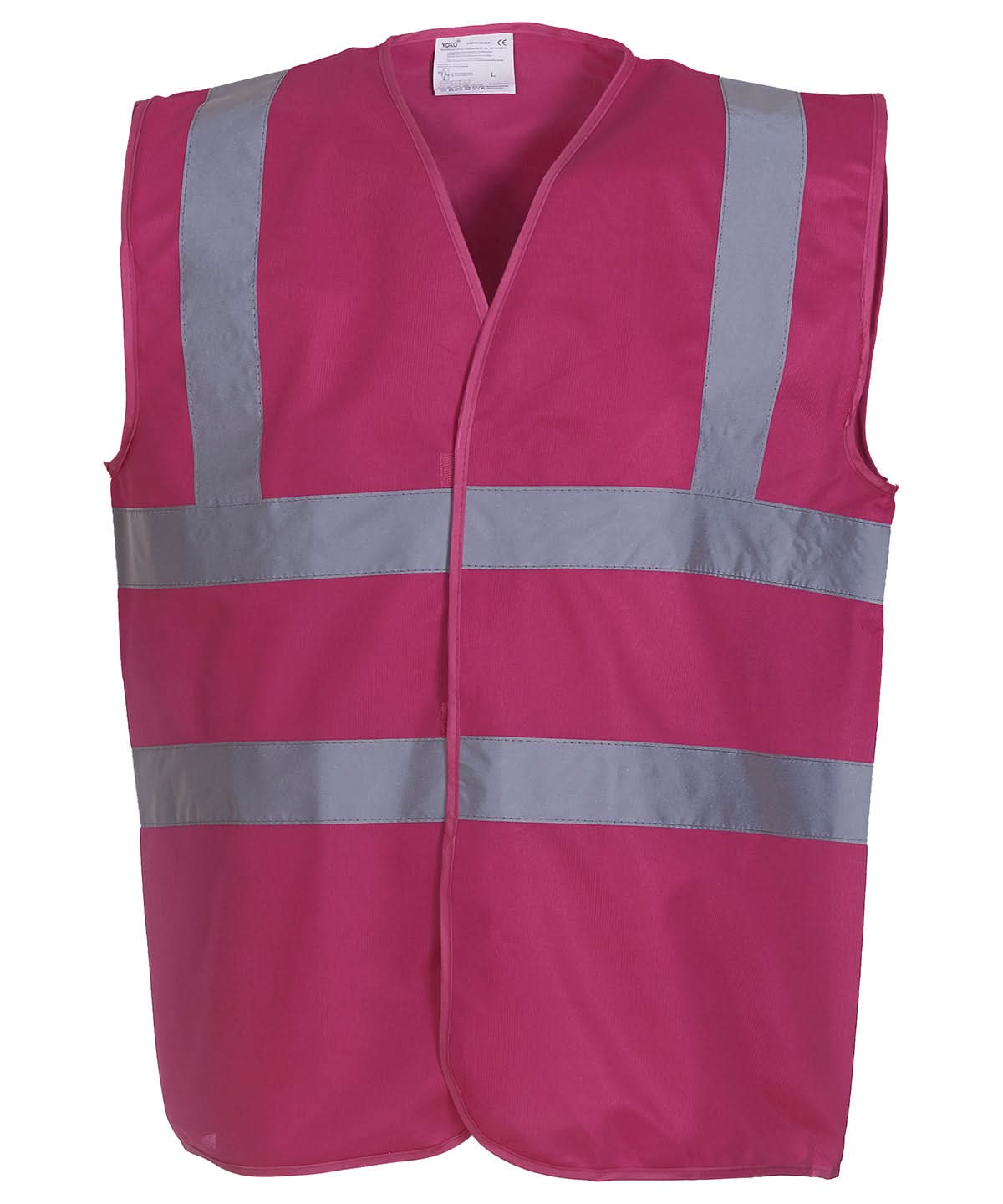 Yoko Hi vis 2 band and braces waistcoat HVW100 Raspberry YK001 - Raspberry - Customisable Hi-Vis Vest