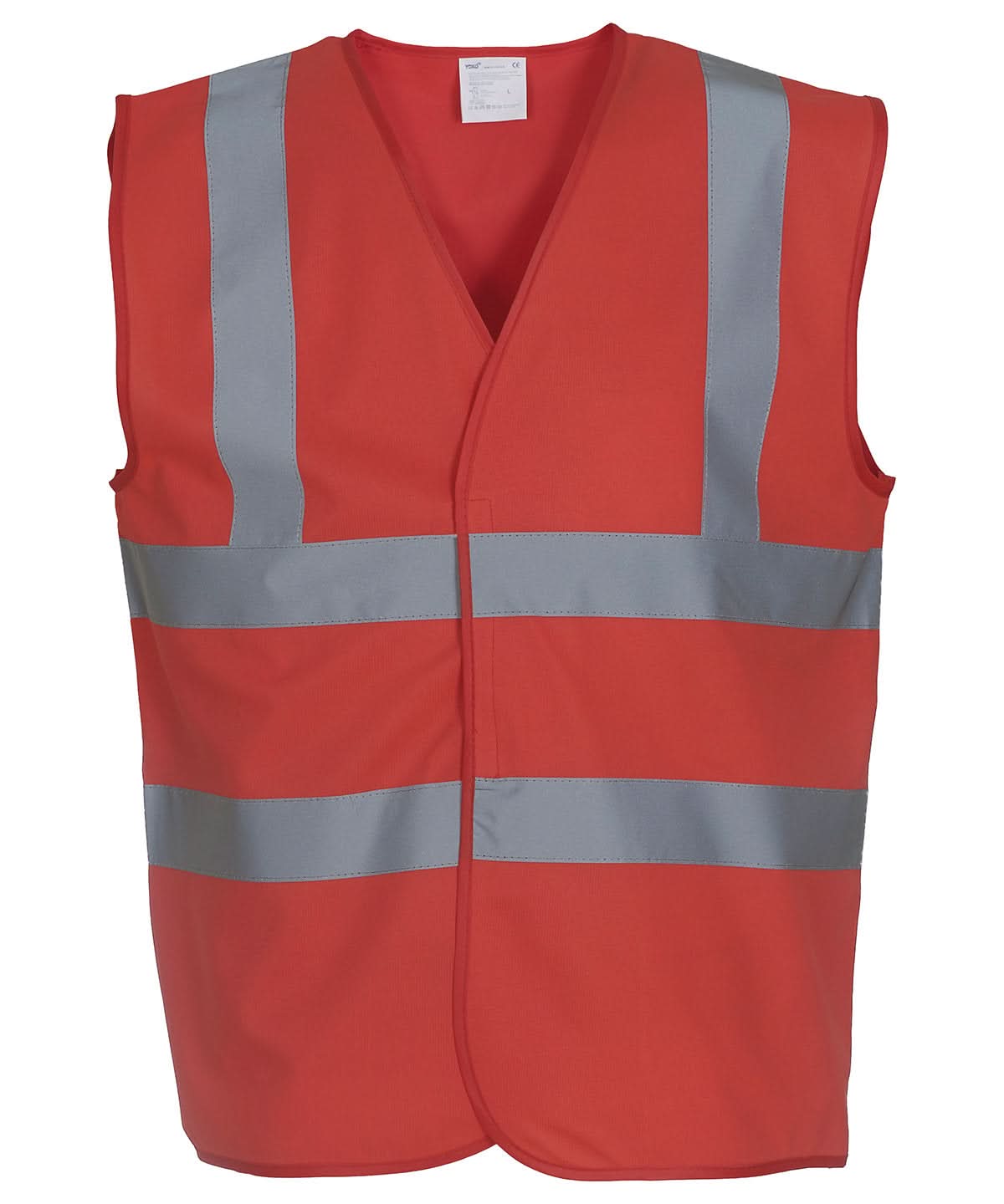 Yoko Hi vis 2 band and braces waistcoat HVW100 Red YK001 - Red - Customisable Hi-Vis Vest