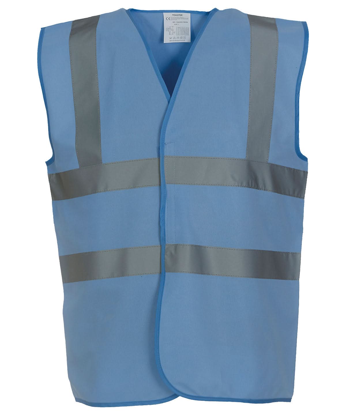 Yoko Hi vis 2 band and braces waistcoat HVW100 Sky Blue YK001 - Sky Blue - Customisable Hi-Vis Vest