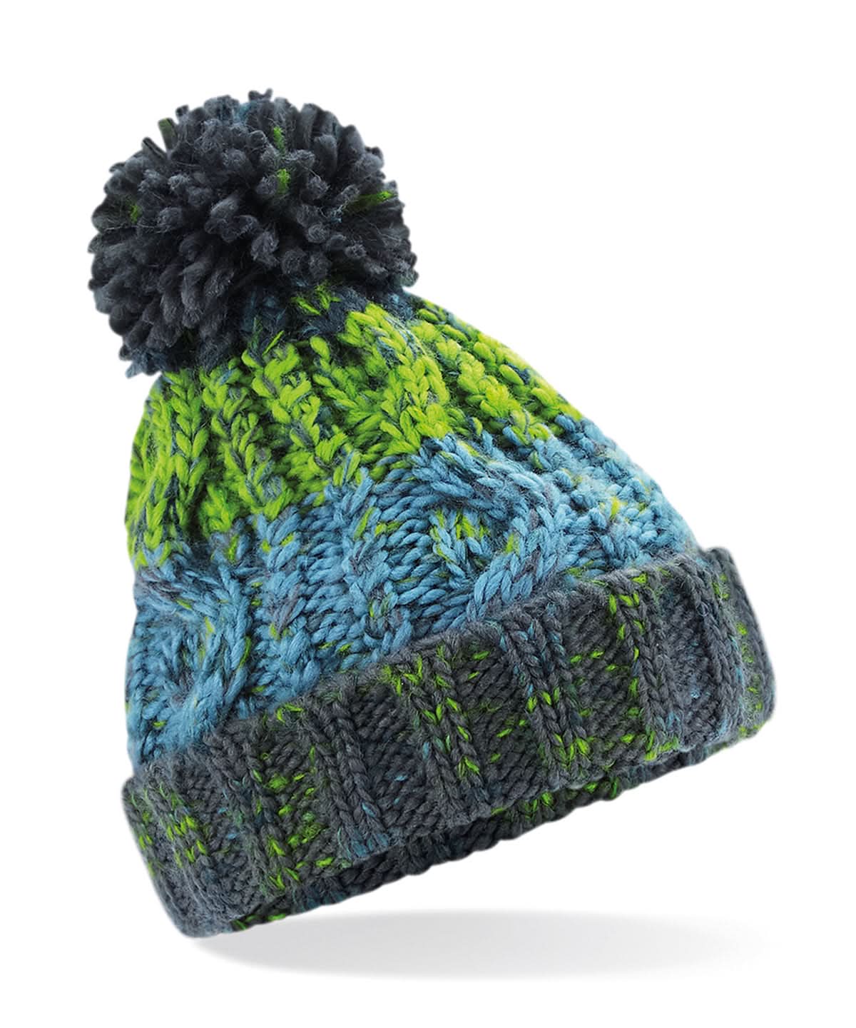 Beechfield Junior corkscrew pom pom beanie B486A - Electric Grey Infant - Customisable Beanies