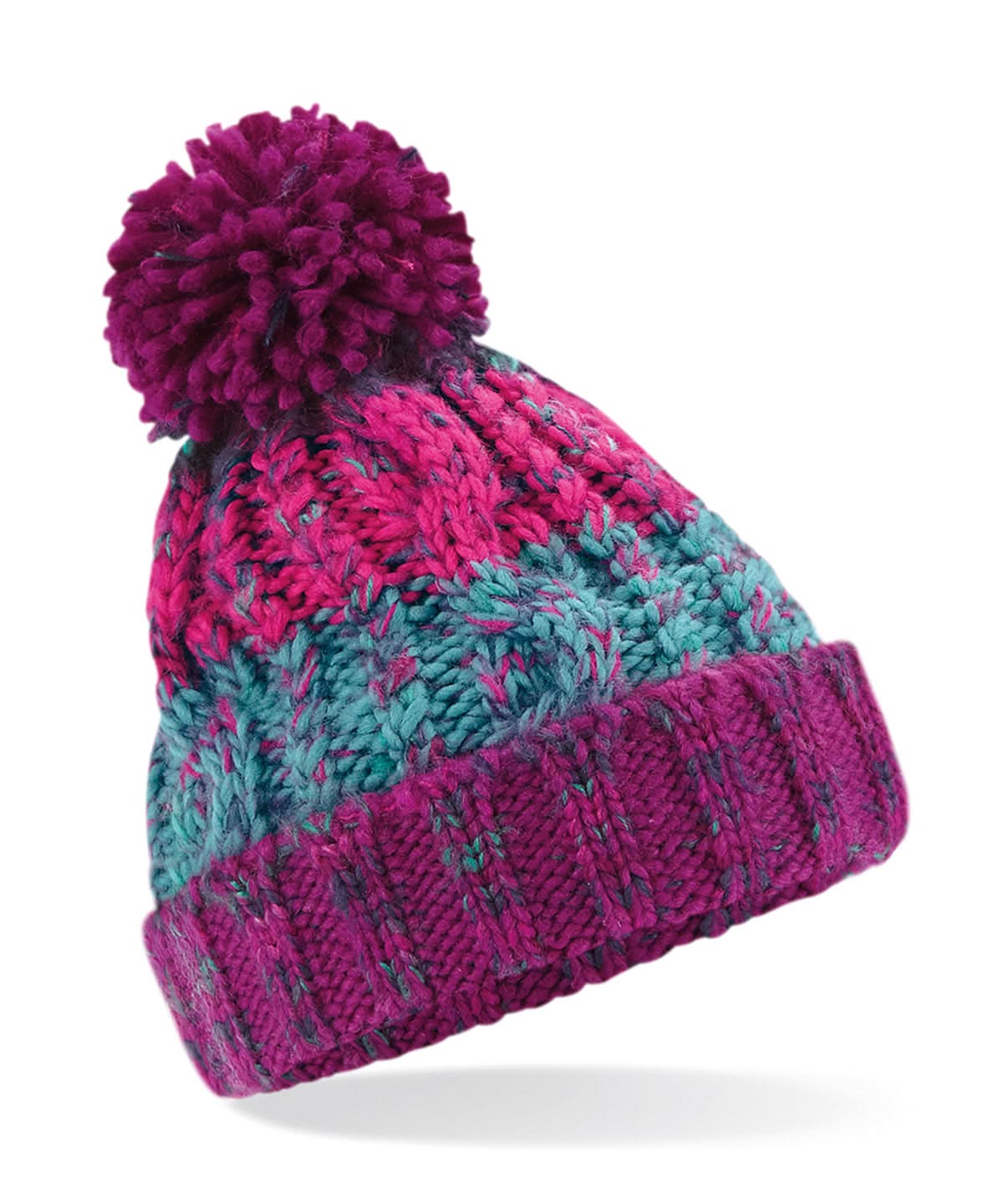Beechfield Junior corkscrew pom pom beanie B486A - Winter Berries Infant - Customisable Beanies