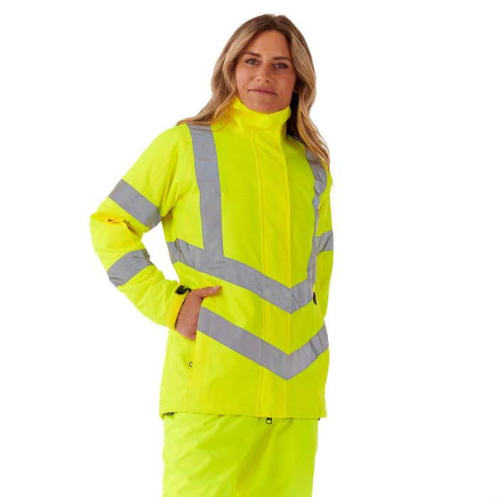 Ladies Hi Vis Yellow Kamela Padded Jacket - HV300 - - Customisable Jacket