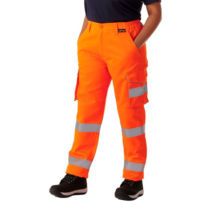 Ladies Hi Vis Orange Hana Combat Trouser - HV311 - - Customisable Trousers