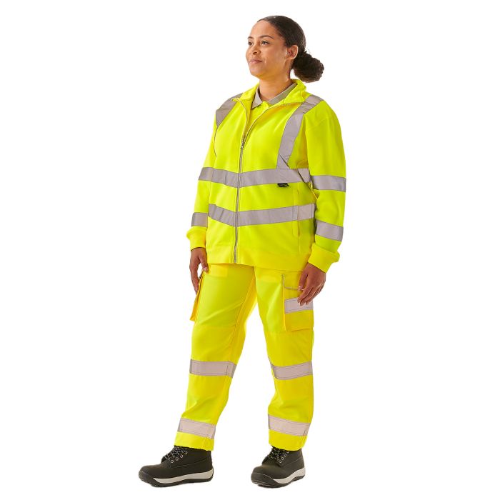 Ladies Hi Vis Yellow Eshaal Zipped Sweatshirt - HV314 - - Customisable Top