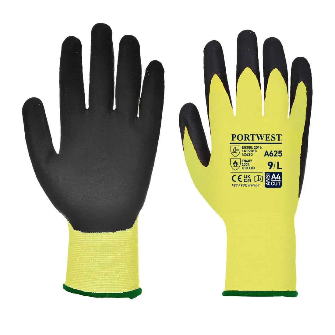 Cut D13 Pu Viz Tex Glove A625 - Yellow Black - Customisable Cut Resistant Gloves