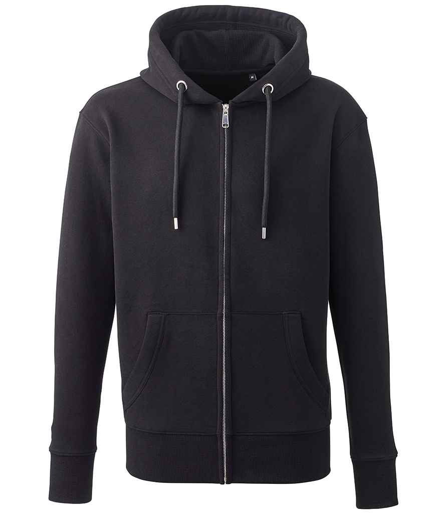 Anthem Organic Full Zip Hoodie - AM02 - Black - Customisable Hood