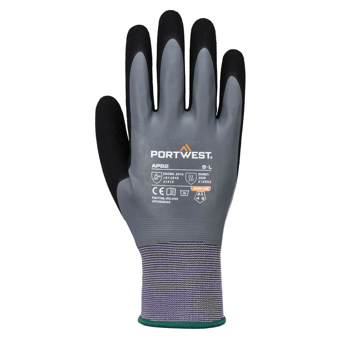 Grip 15 Latex Foam Touch Screen Glove - AP82 - Grey Black - Customisable