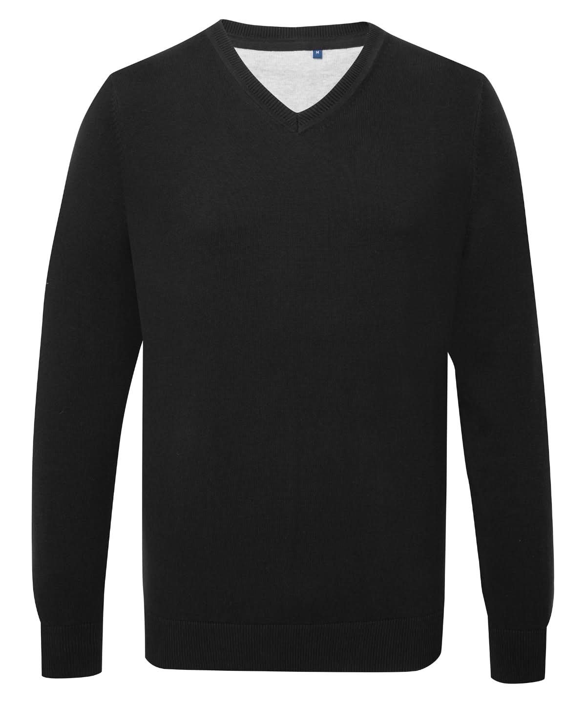 Asquith & Fox Mens cotton blend v neck sweater AQ042 - Black - Customisable Knitted Jumpers