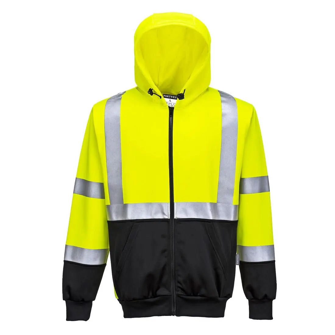 Hi Vis Contrast Zipped Hoodie B315 - Yellow Black - Customisable Hoodies