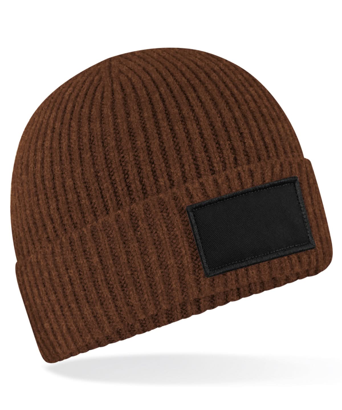 Beechfield Fashion patch beanie B442R - Walnut Black One size - Customisable Beanies