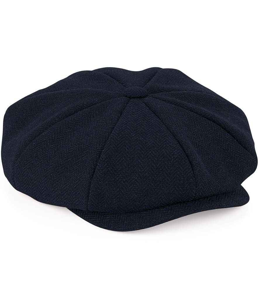 Beechfield Heritage Baker Boy Cap - BB628 - Navy Herringbone - Customisable Headwear