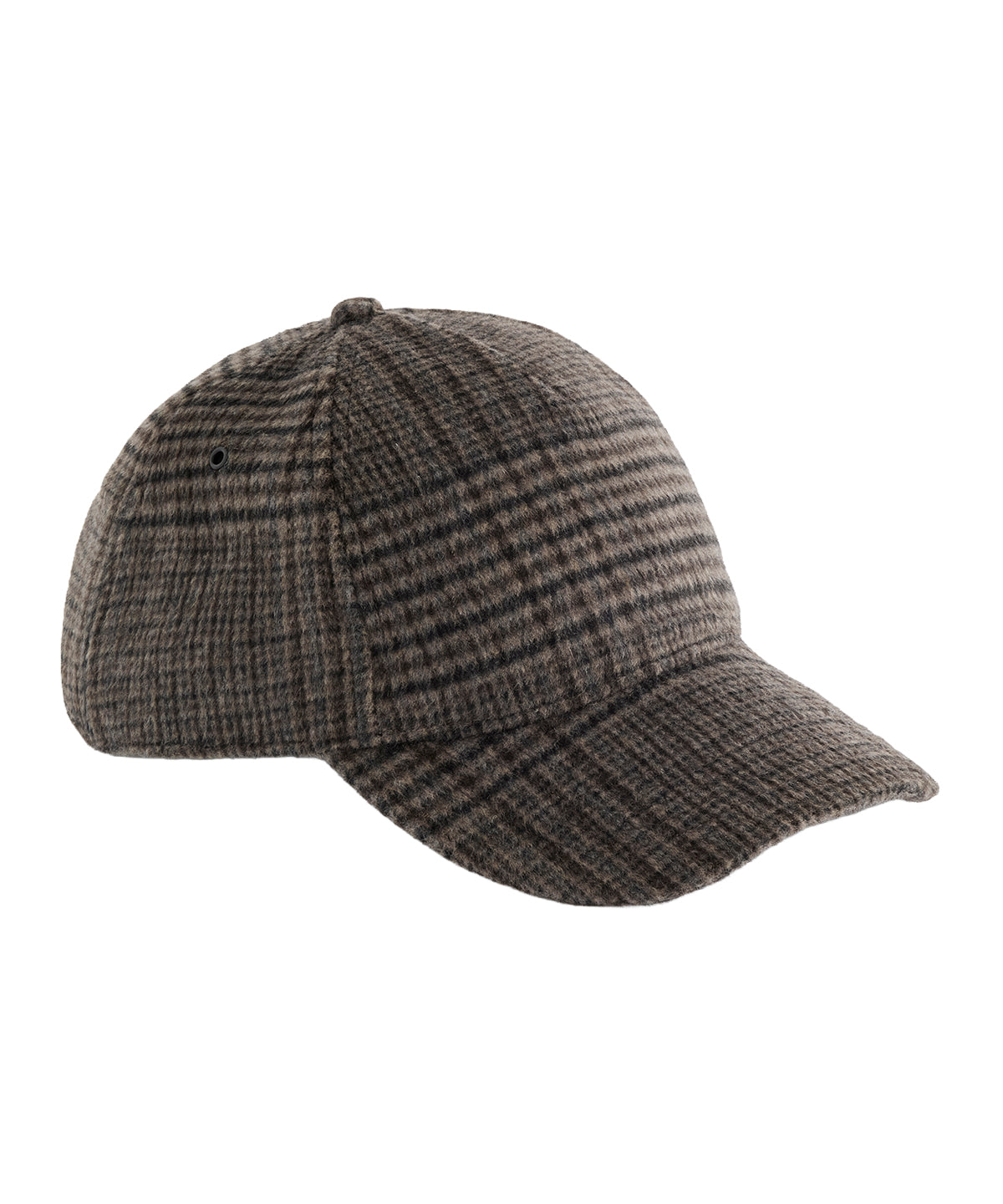 Wool blend check cap - BC625 - Brown Plaid One size - Customisable Caps