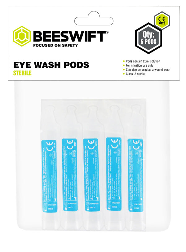 B Safe New Eyewash Pods Pack Of X Ml Bs021 - Clear 20ML - Customisable Medical Devices