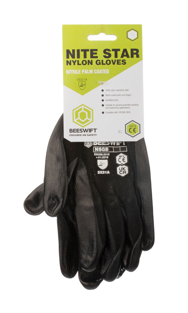 B Safe New Nite Star Glove - BS053 - Black - Customisable Gloves