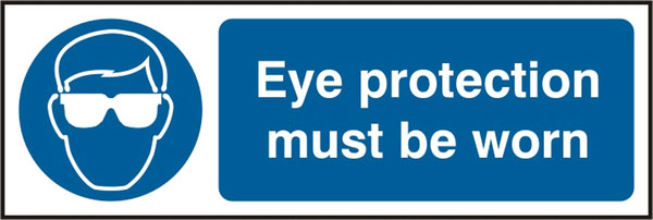 Eye Protection Rigid Pvc Sign Bss11397 N - BSS11397N - White Blue 300 X 100MM - Customisable Mandatory Signs