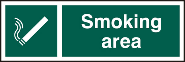 Beeswift Smoking Area Rigid Pvc Sign Bss11904 N - Green 300X100MM - Customisable Smoking Area Signs