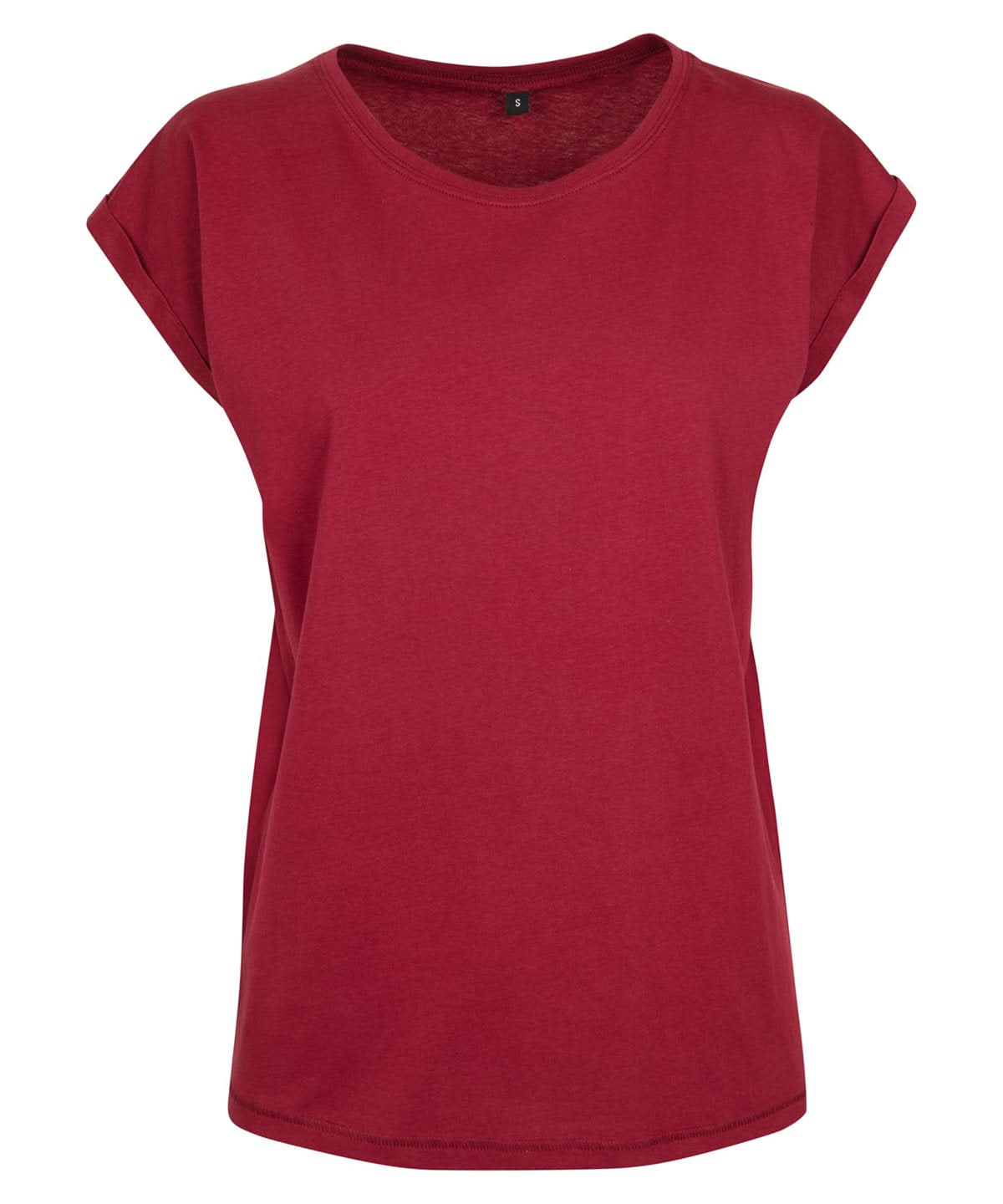 Build Your Brand BYB Womens extended shoulder tee Black BY021 - Burgundy - Customisable T-Shirt