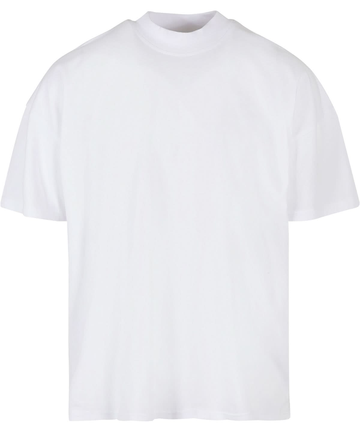 Build Your Brand BYB Oversized mock neck tee BY230 - White - Customisable T-Shirt