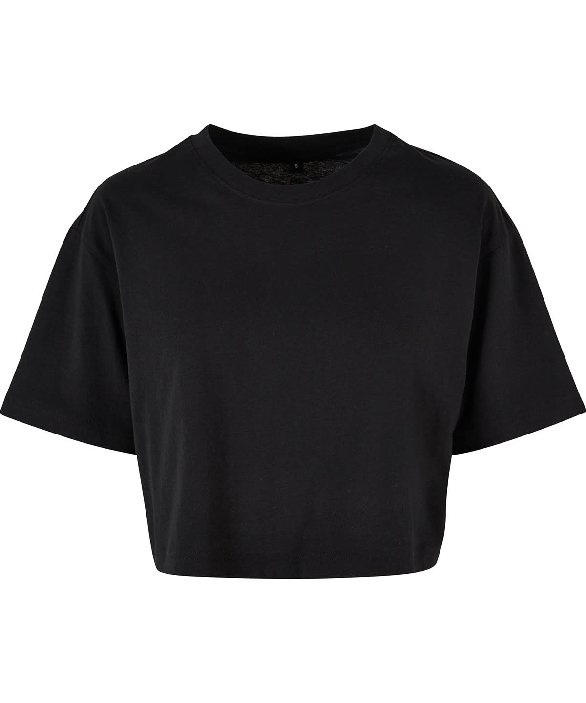 Build Your Brand BYB Womens short oversized tee BY264 - Black - Customisable T-Shirt