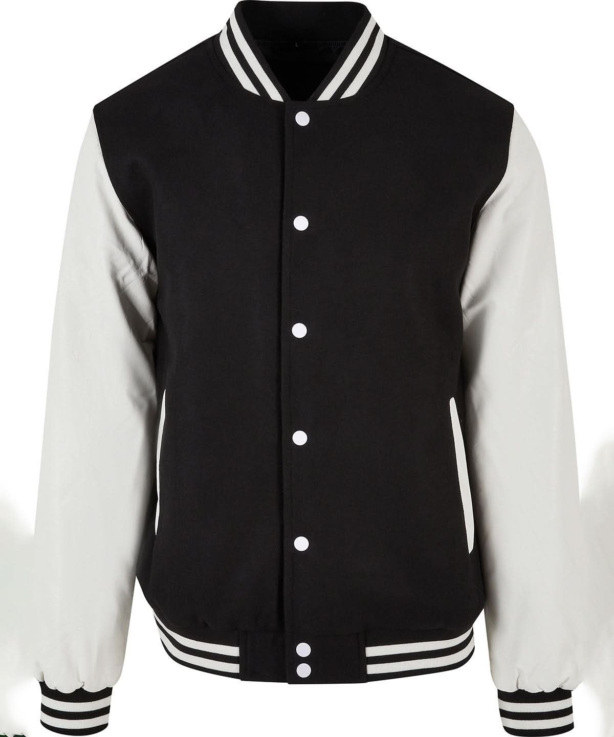 Build Your Brand BYB Old school college jacket BY269 - Black White - Customisable Jacket