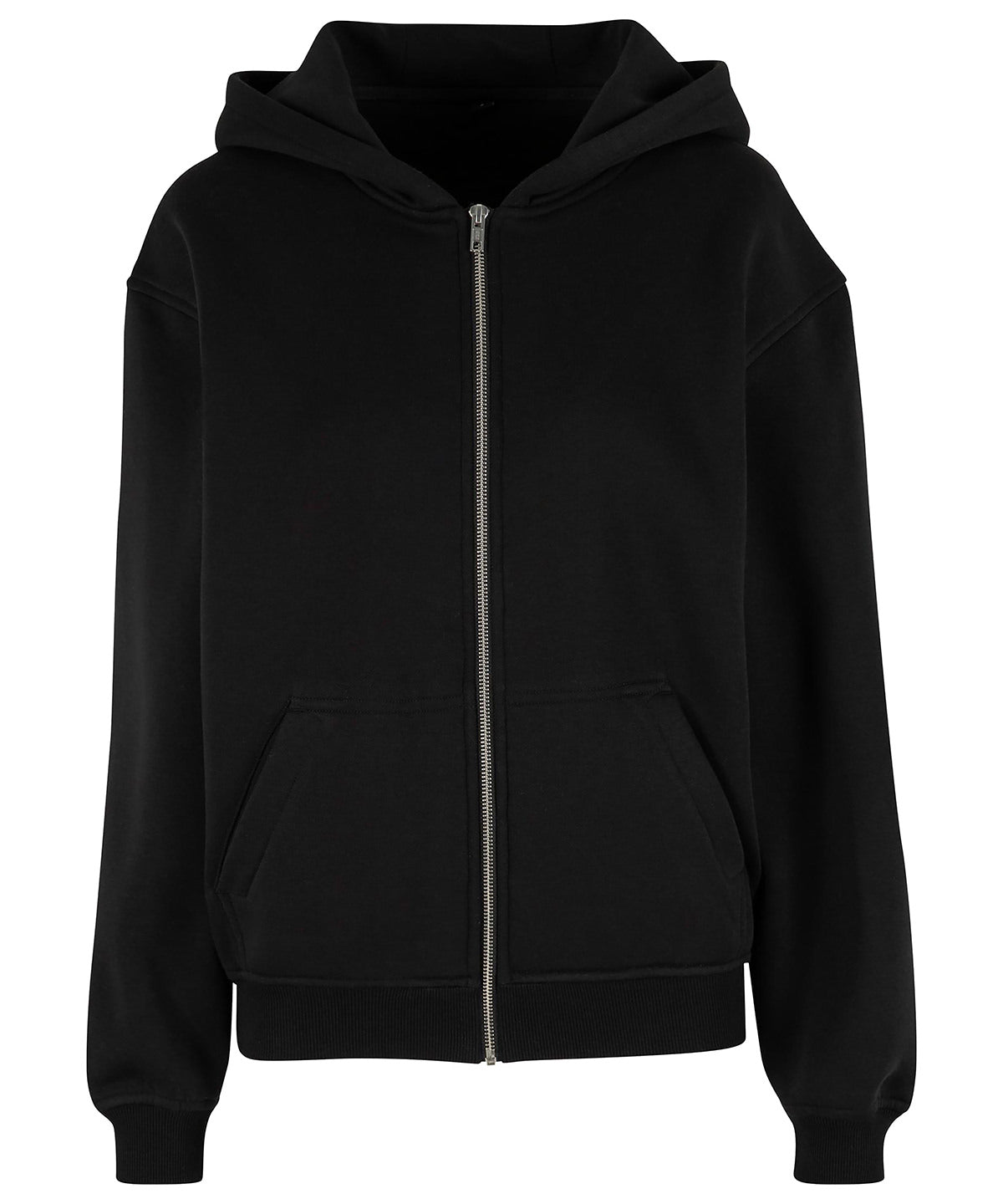 Women’s loose-fit zip hoodie - BY445 - Black - Customisable Hoodies