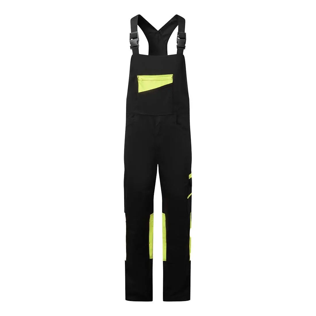 Wx2 Eco Stretch Bib And Brace Cd850 - Black Yellow - Customisable Bib & Braces