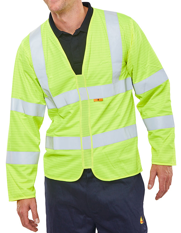 Beeswift Fire Retardant Hi Vis Jerkin Cfrpkj - Saturn Yellow - Customisable Jerkins