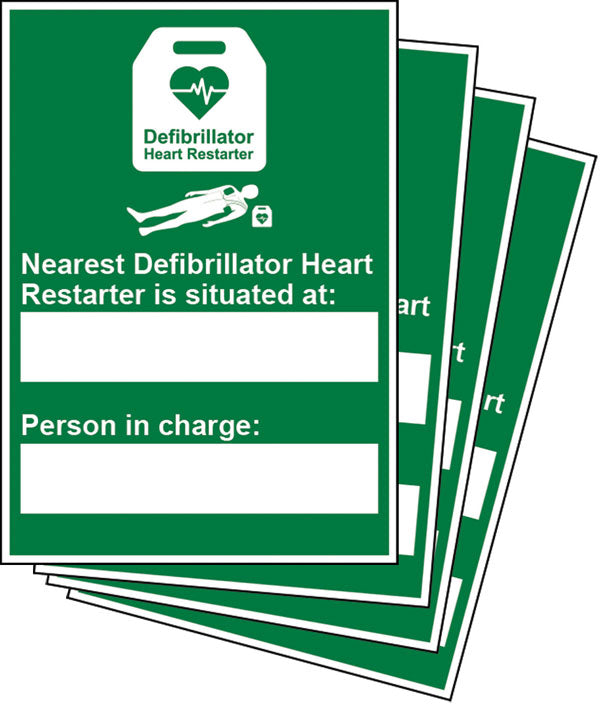 Click Medical Click Medical Nearest Defibrillator Sign Rigid Plastic Cm1326 - Green 20X30CM - Customisable First Aid Signs